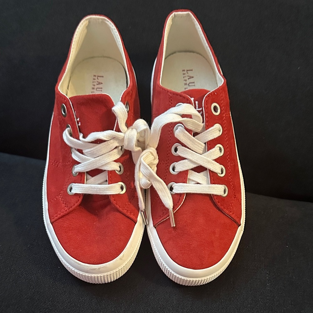 Ralph Lauren Red Suede Flats